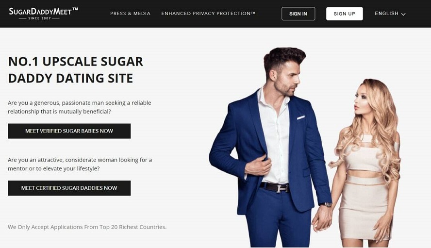 Sugar Daddy Meet homepage
